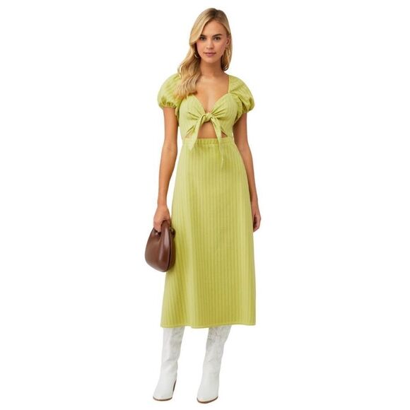 Show Me Your MuMu Dresses & Skirts - Show Me Your Mumu Pear Green Gabrielle Tie Front Midi Dress